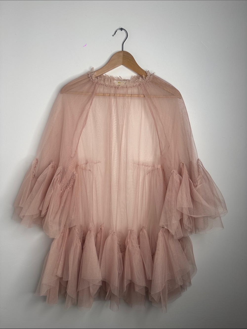Maeve Anthropologie Layered Ruffeled Tulle Mini Dress Blush Pink S/M
